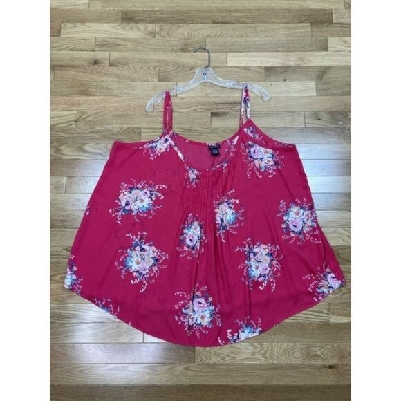 -Torrid Georgette Pink Floral Print Top Womens Plus 3 3X 22-24 Spaghetti Straps - Picture 7 of 9